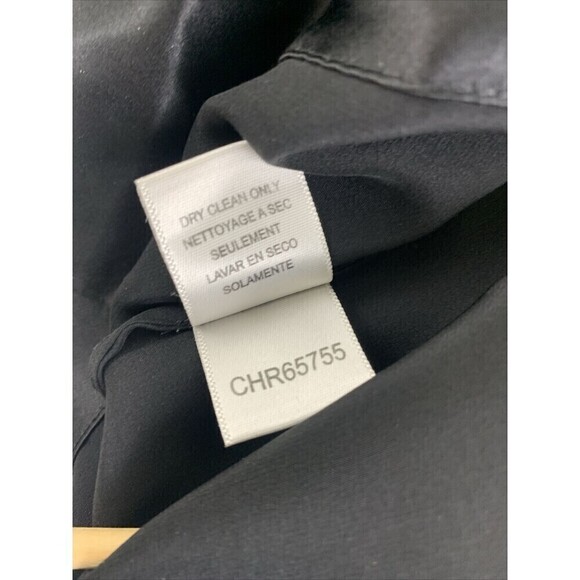 BOGO BCBGMaxazria Silk Dress Black Short Pleated Sleeves Tie Wrap Around Medium - Picture 13 of 14